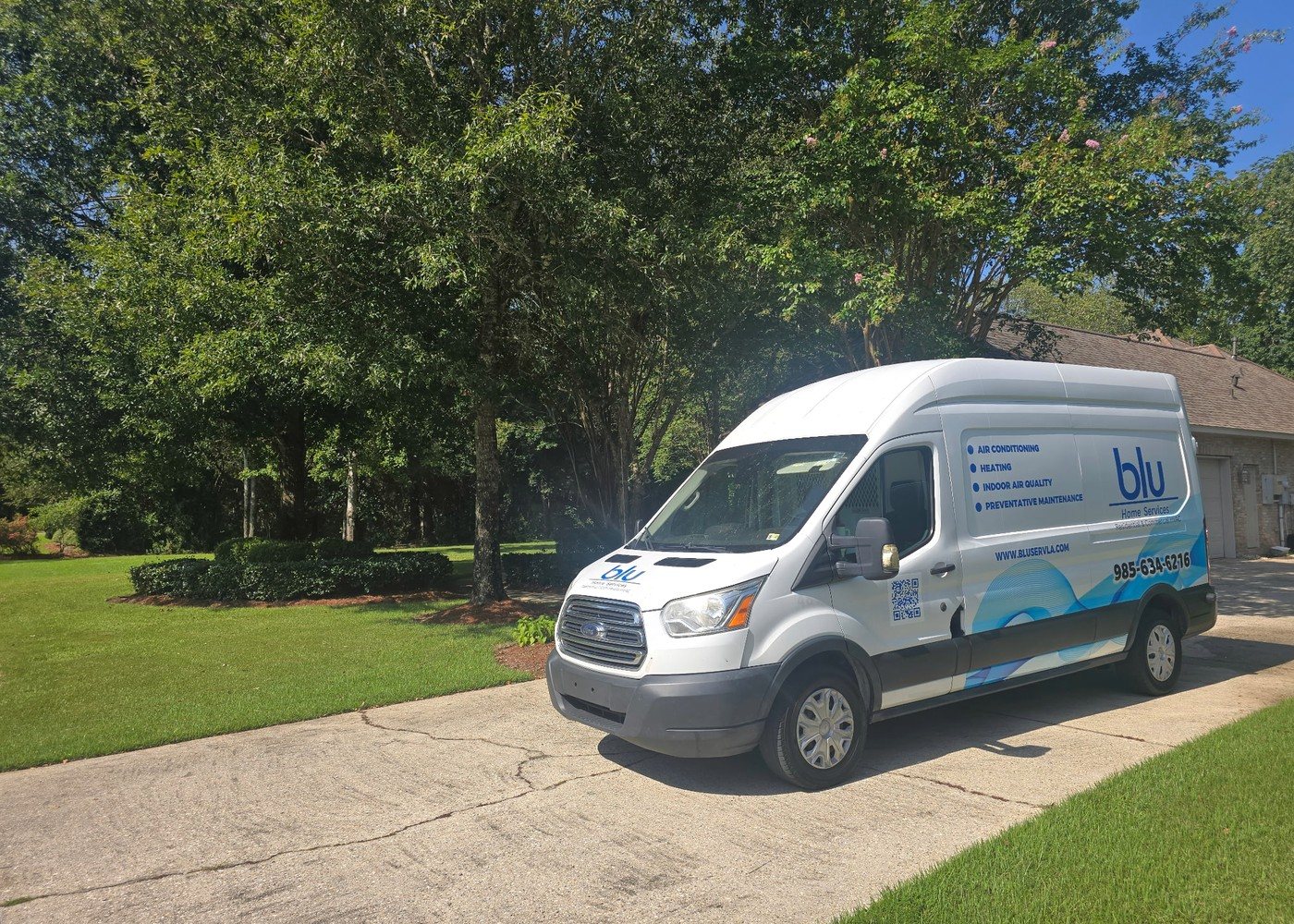 BLU Home Services service van serving the Northshore and Southeast Louisiana from its Albany home base